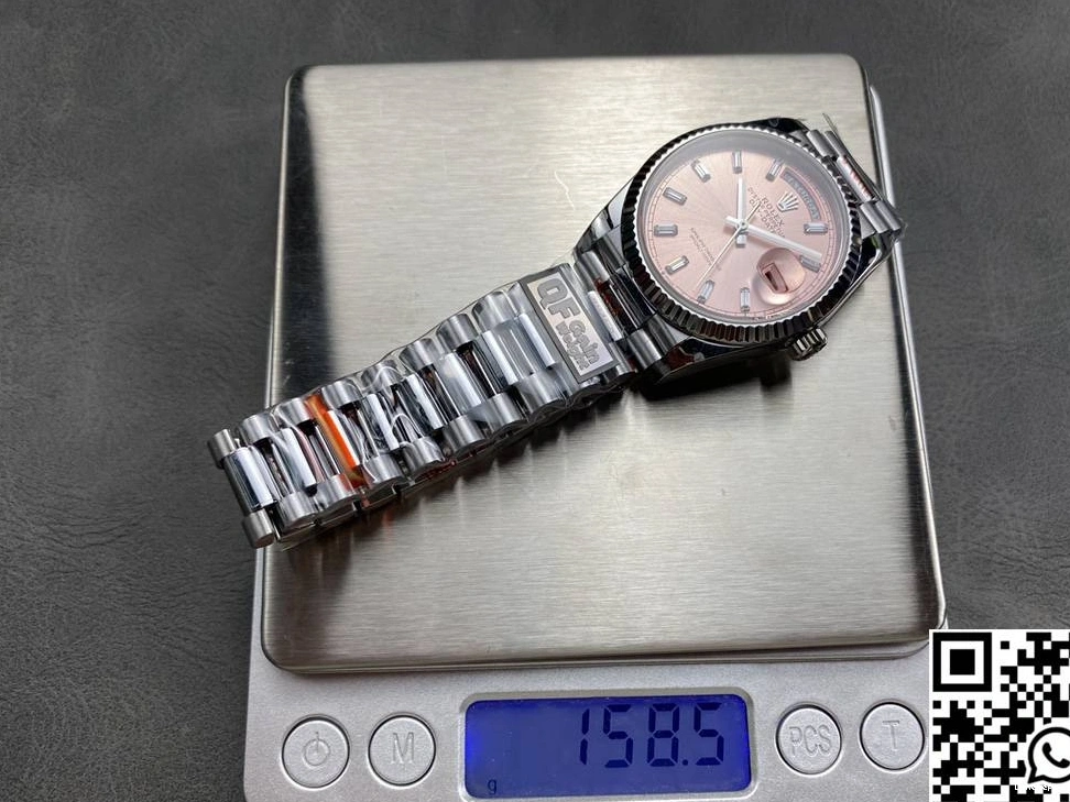 Factory Pink QF Dial v5 Date Rolex Steel Day Tungsten 36mm M128239-0071 0314